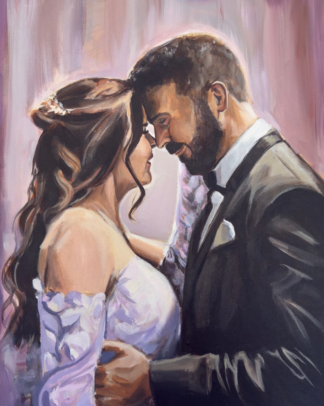 Finally, You — a bride and groom forehead to forehead, eyes closed, against a soft rose-coloured ground