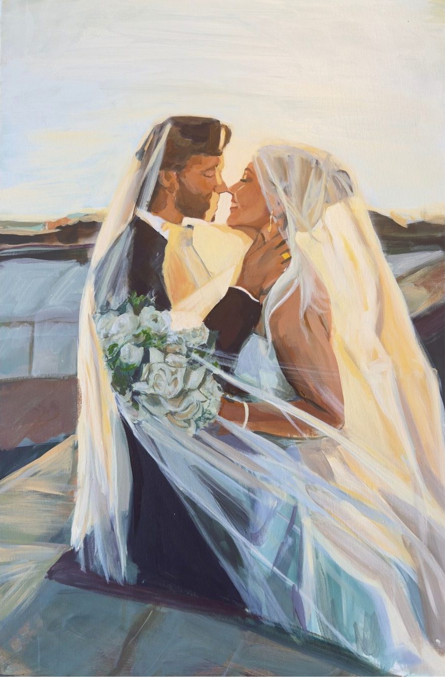 Only Us — Signature Collection live wedding painting of a couple embracing